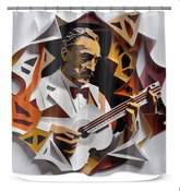 Symphony Splash waterproof shower curtain with colorful design for modern bathrooms.